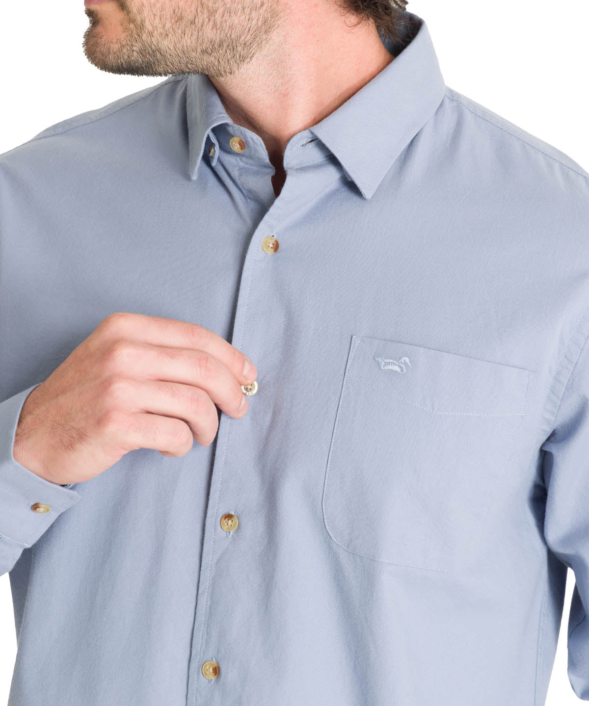 Camisa Algodón Orgánico Hombre Anzio Azul Rockford