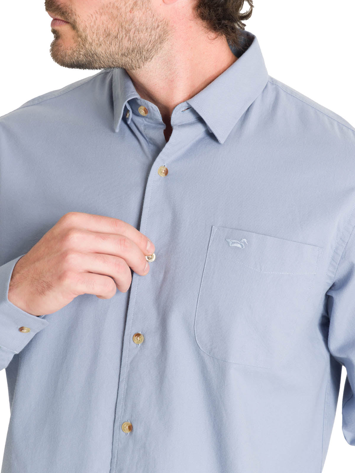 Camisa Algodón Orgánico Hombre Anzio Azul Rockford