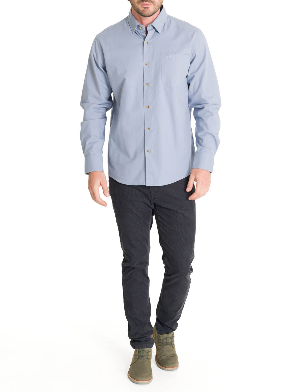 Camisa Algodón Orgánico Hombre Anzio Azul Rockford