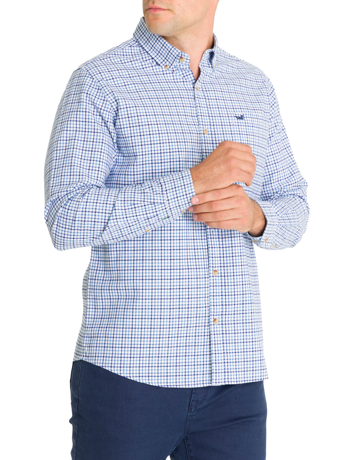Camisa Algodón Orgánico Hombre Viyellabut Azul Rockford