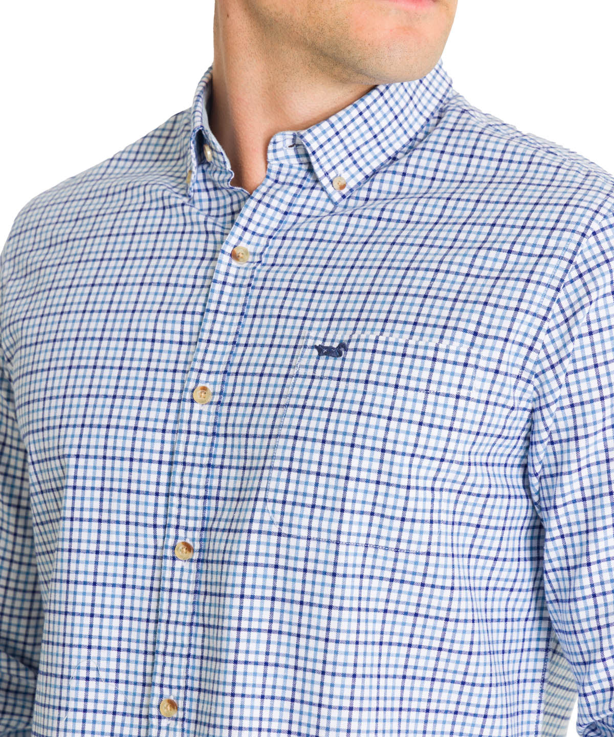 Camisa Algodón Orgánico Hombre Viyellabut Azul Rockford