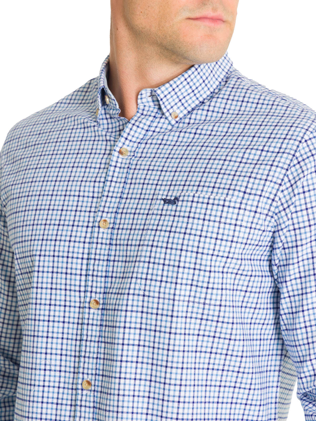 Camisa Algodón Orgánico Hombre Viyellabut Azul Rockford