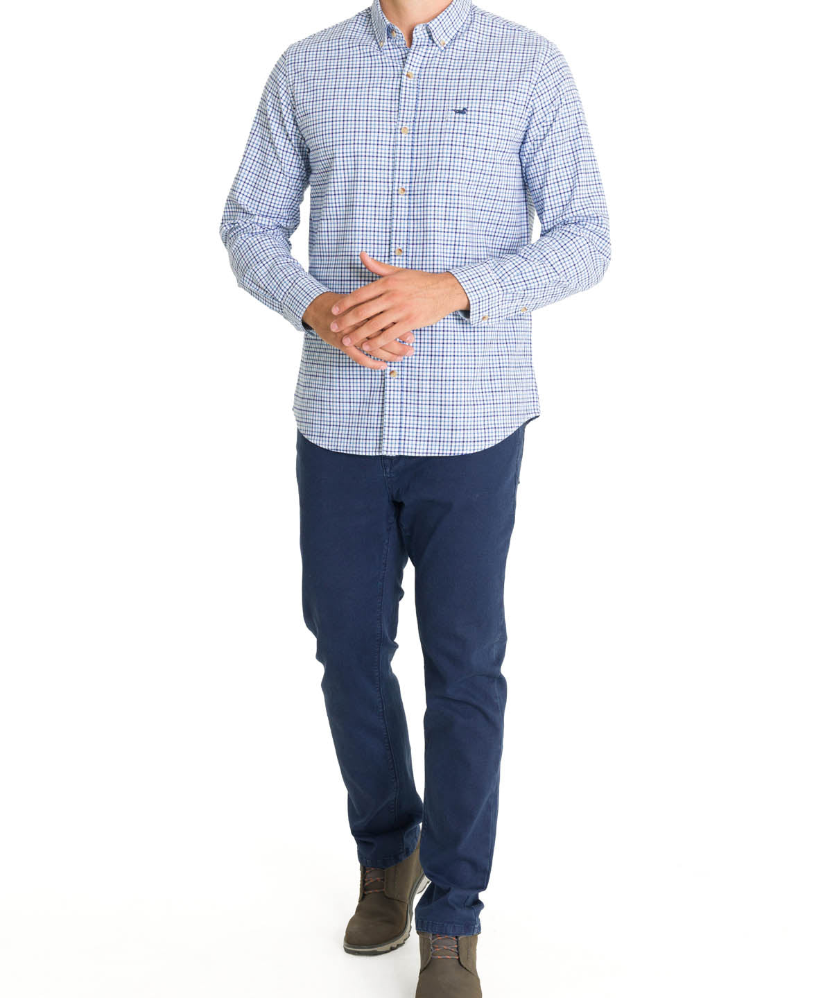 Camisa Algodón Orgánico Hombre Viyellabut Azul Rockford