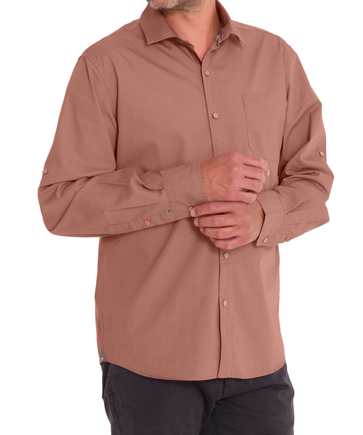 Camisa Algodón Orgánico Hombre Galiton Rosado Rockford