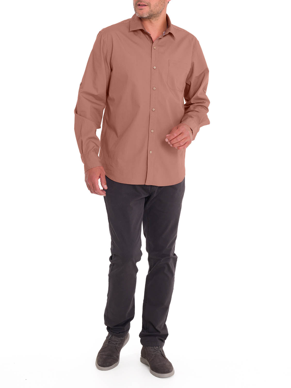 Camisa Algodón Orgánico Hombre Galiton Rosado Rockford