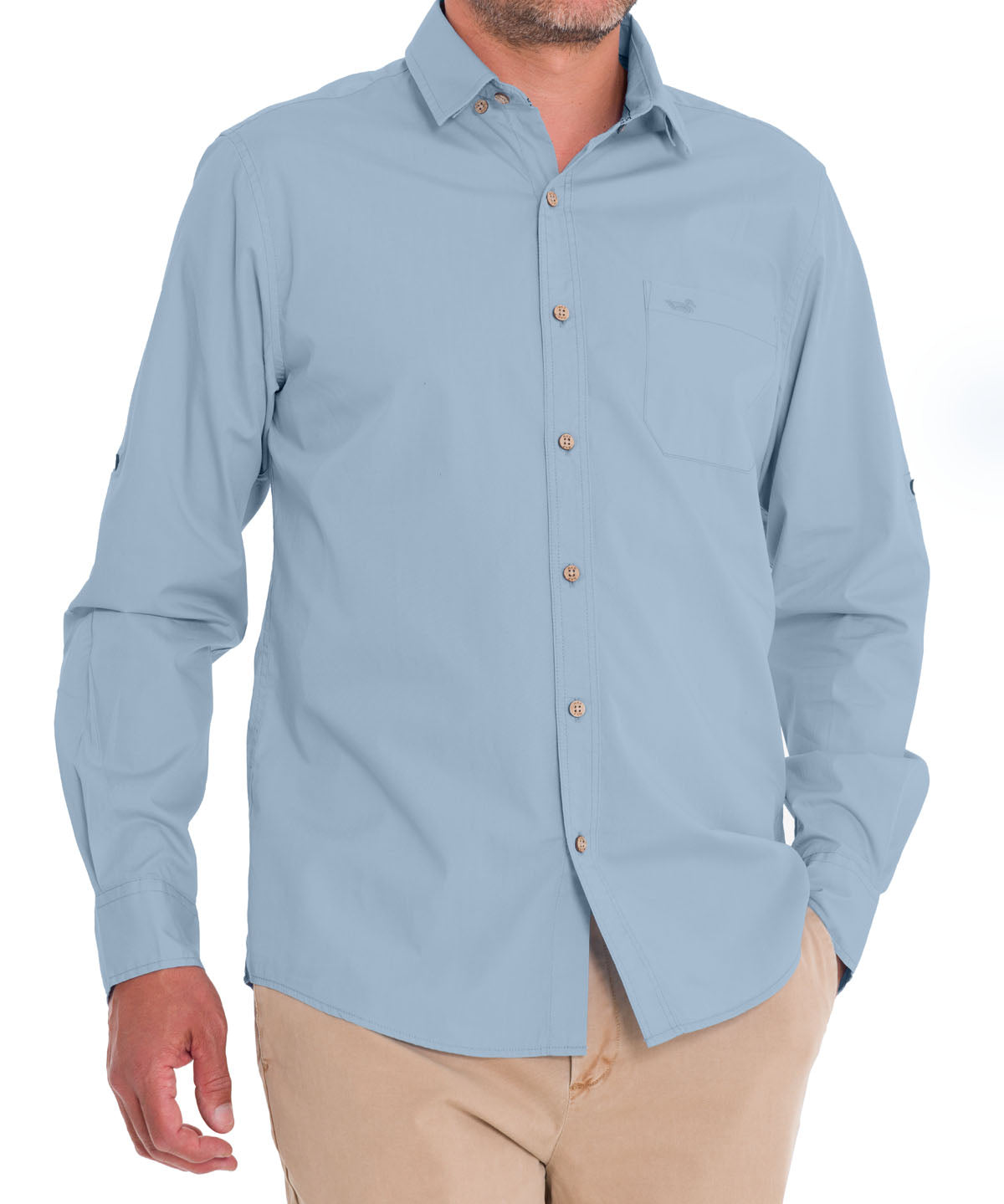 Camisa Algodón Orgánico Hombre Galiton Celeste Rockford