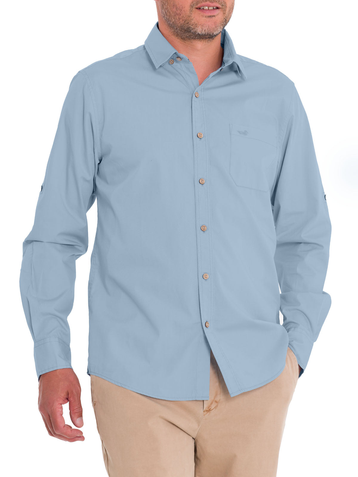Camisa Algodón Orgánico Hombre Galiton Celeste Rockford