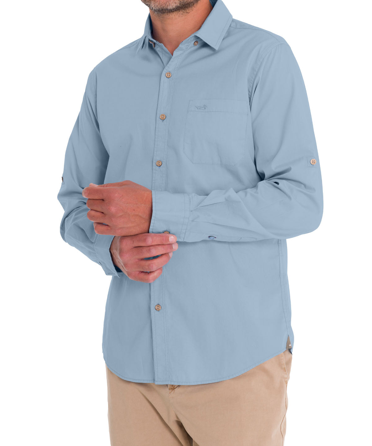 Camisa Algodón Orgánico Hombre Galiton Celeste Rockford