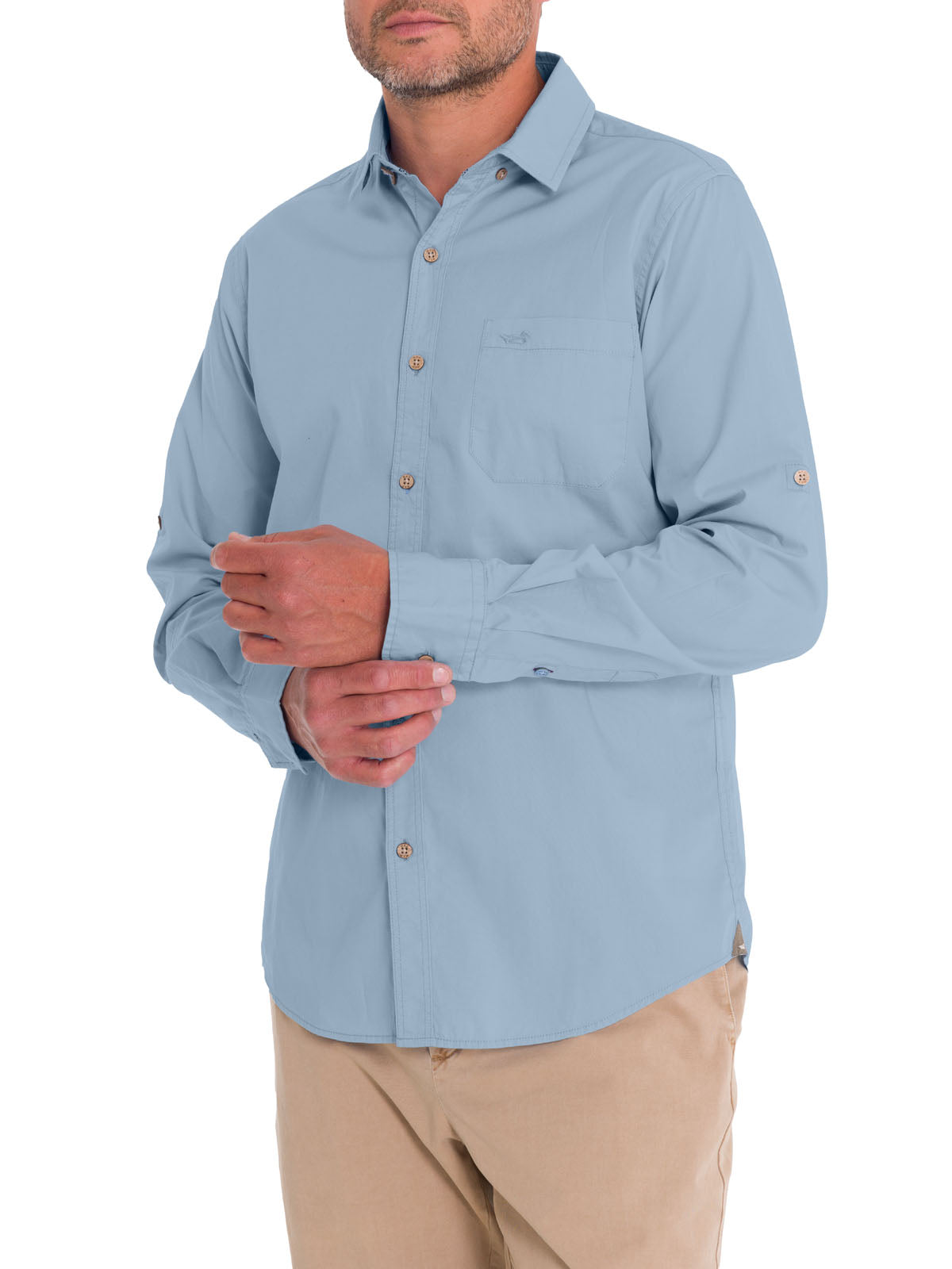 Camisa Algodón Orgánico Hombre Galiton Celeste Rockford