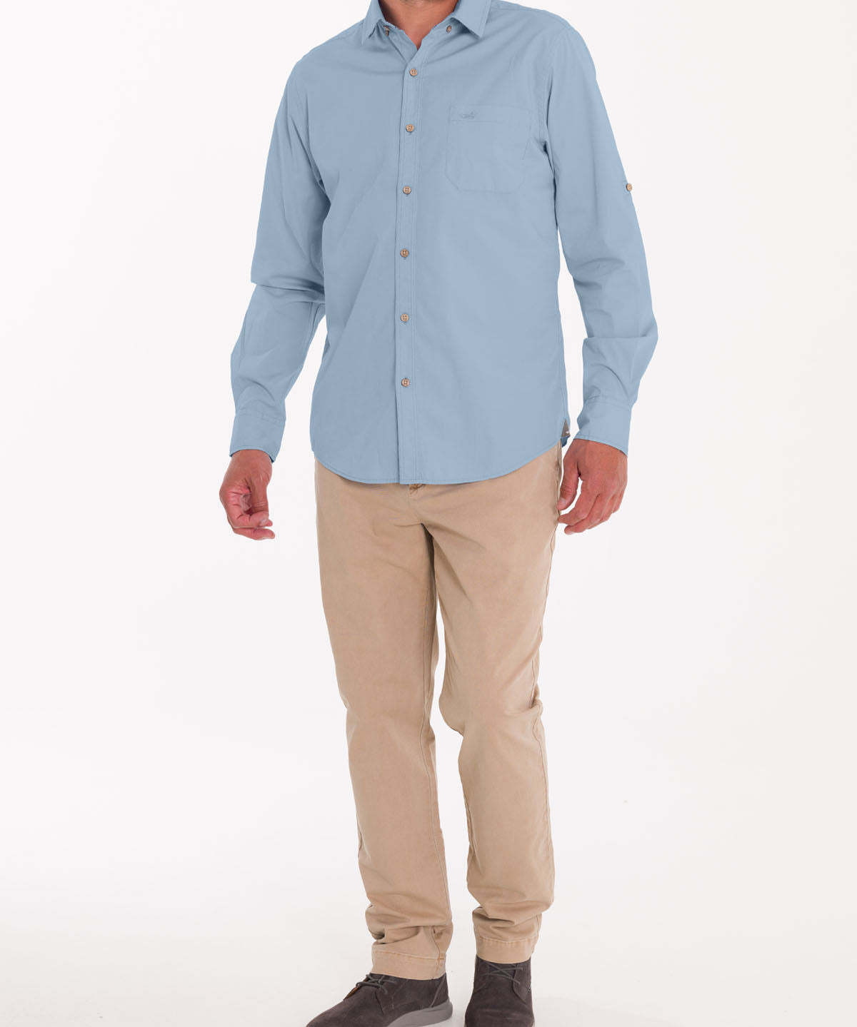 Camisa Algodón Orgánico Hombre Galiton Celeste Rockford