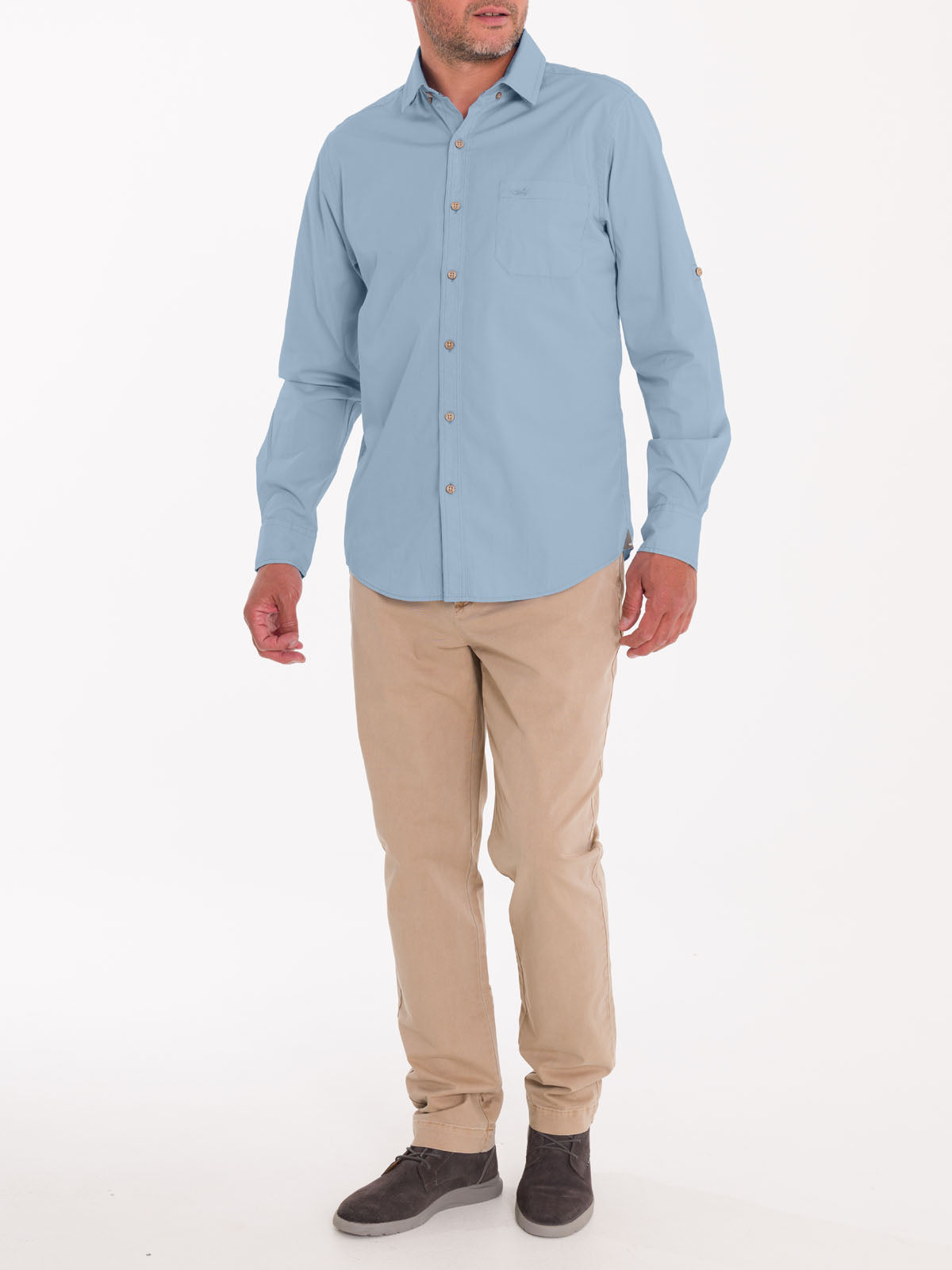 Camisa Algodón Orgánico Hombre Galiton Celeste Rockford