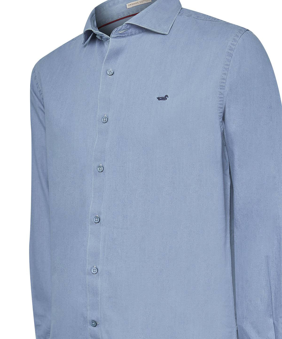 Camisa Algodón Orgánico Hombre Chambray Azul Rockford