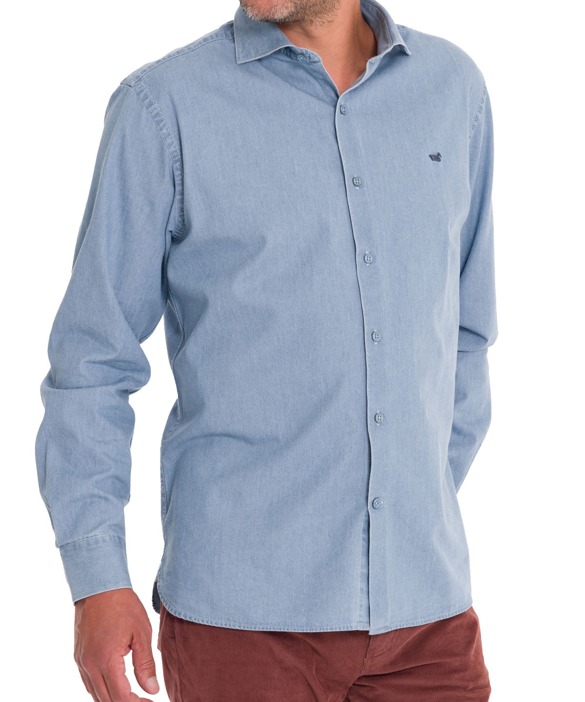 Camisa Algodón Orgánico Hombre Chambray Azul Rockford