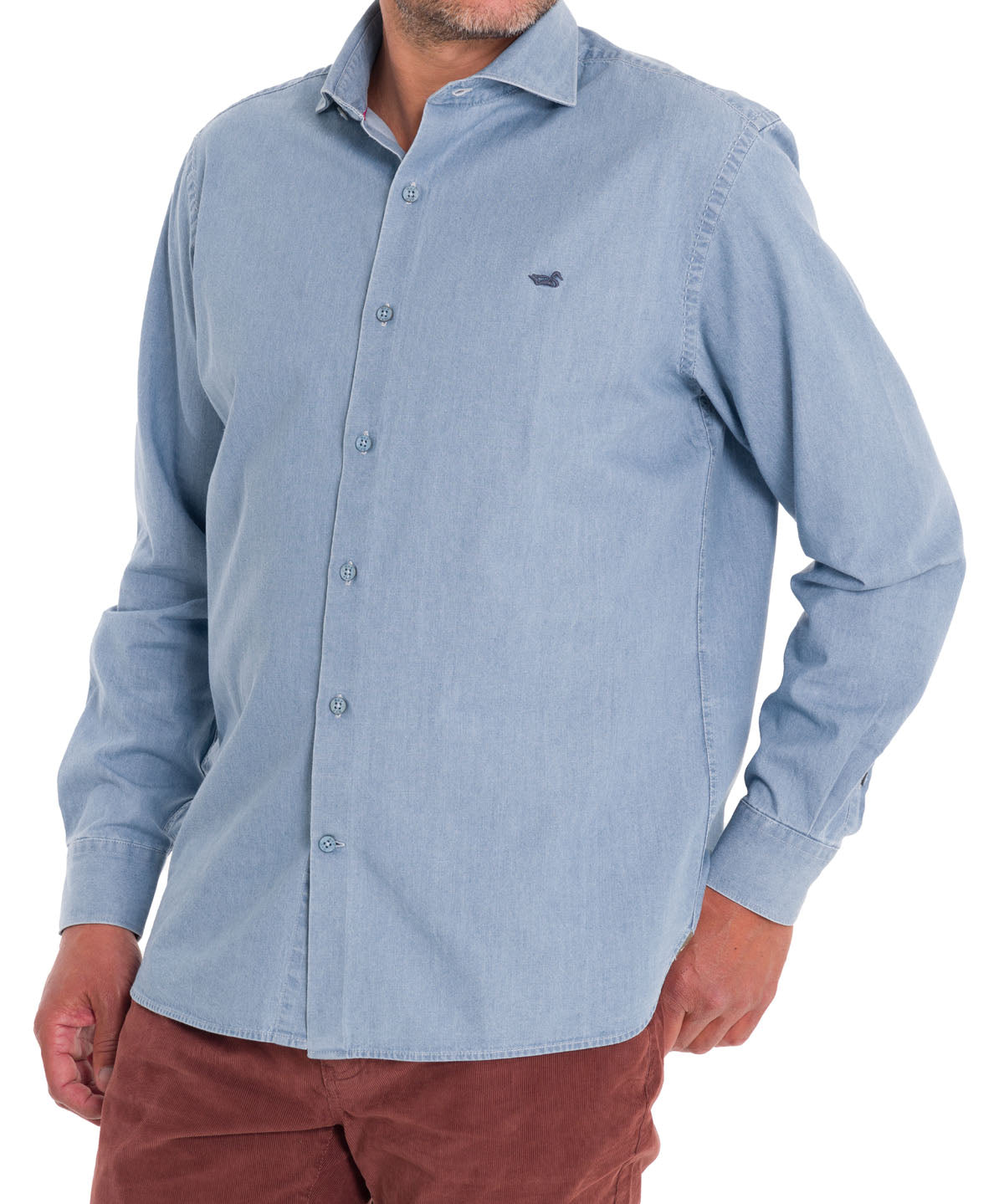 Camisa Algodón Orgánico Hombre Chambray Azul Rockford