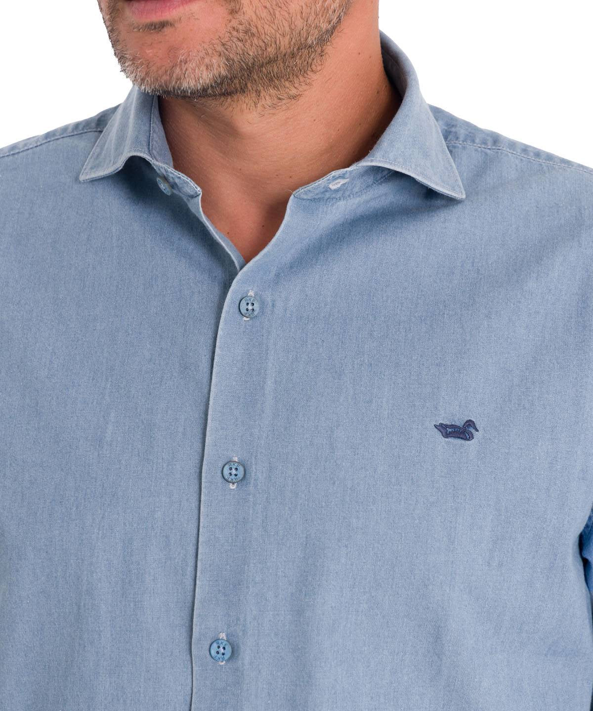 Camisa Algodón Orgánico Hombre Chambray Azul Rockford
