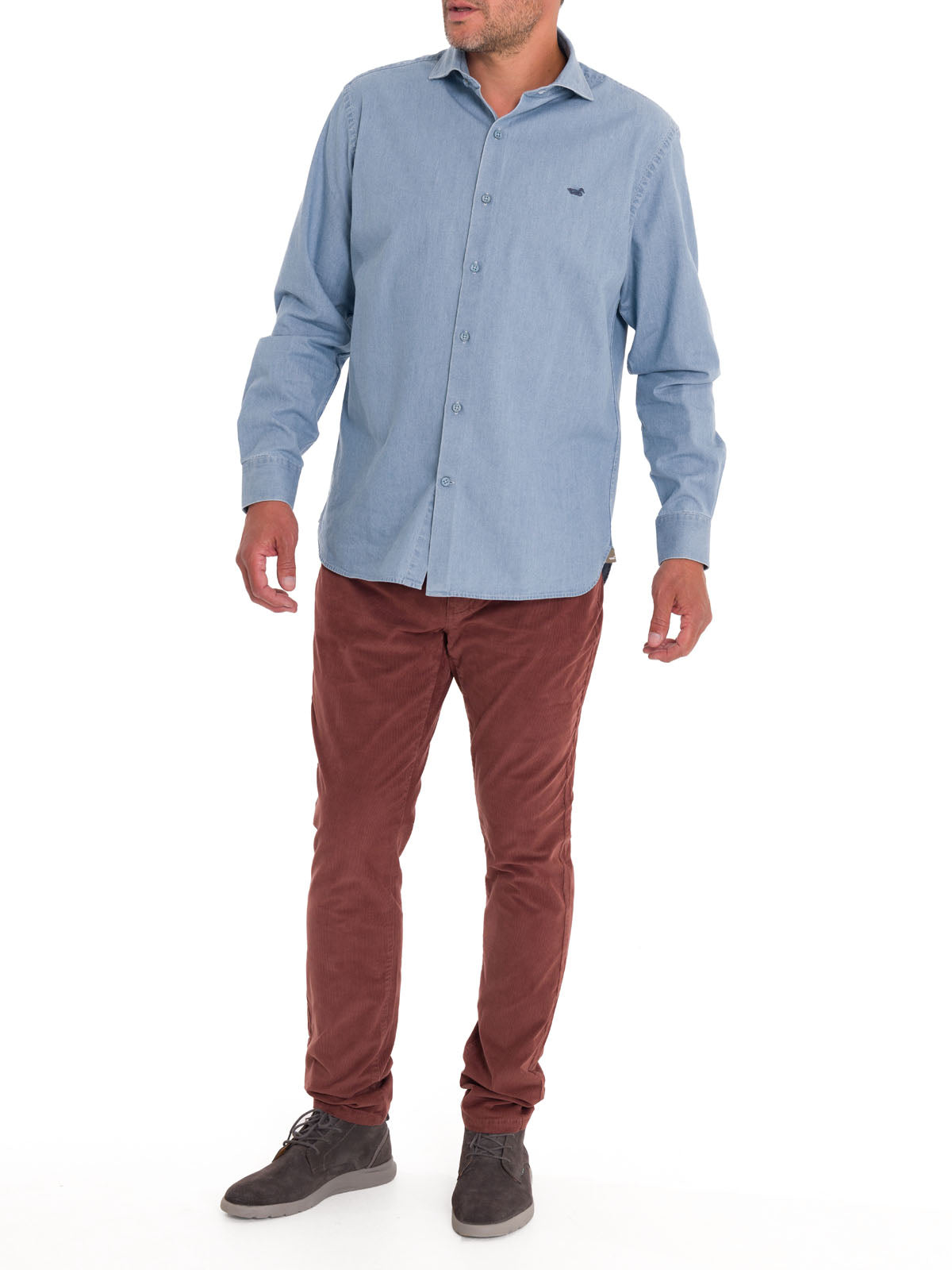 Camisa Algodón Orgánico Hombre Chambray Azul Rockford