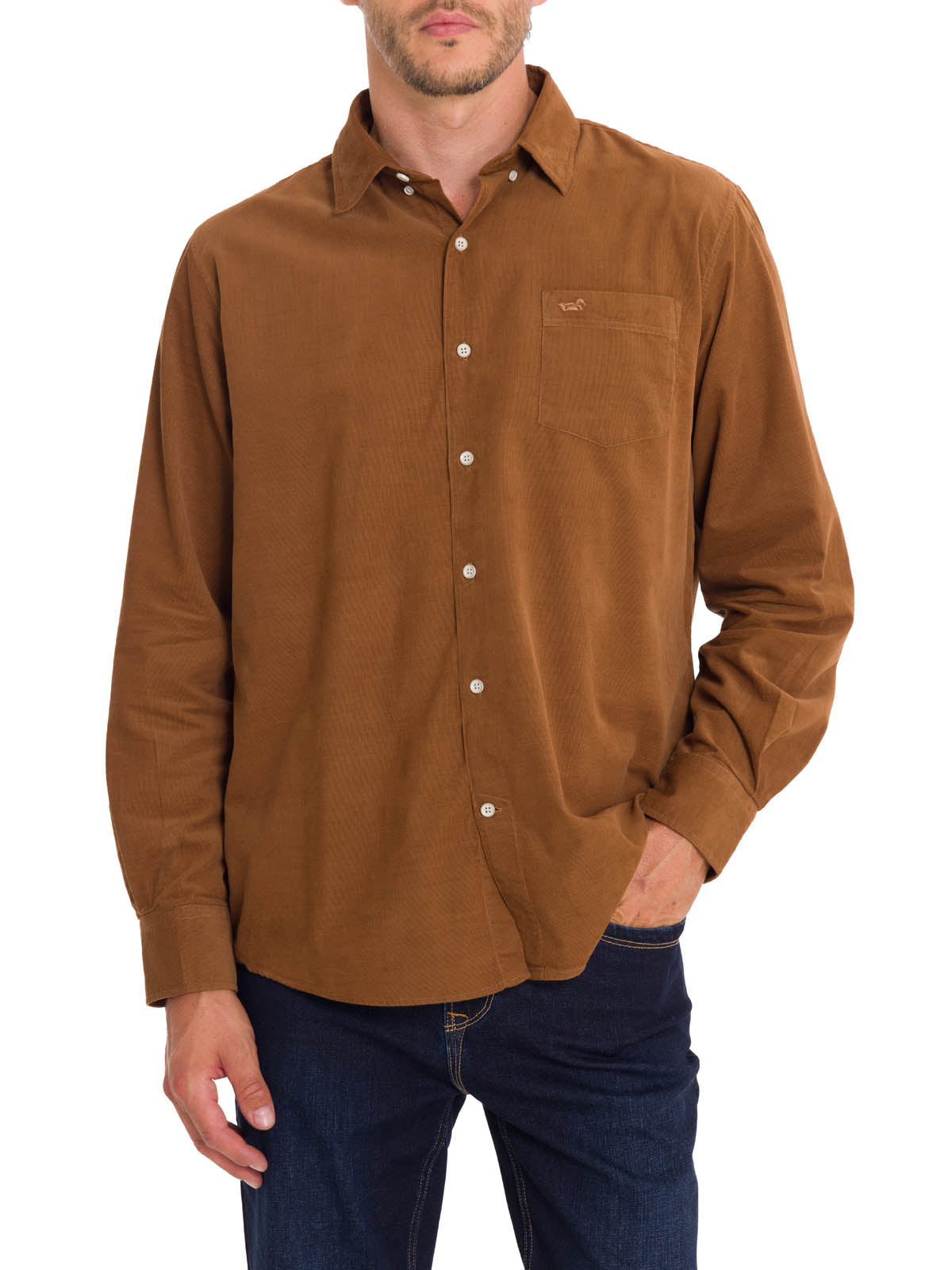 Camisa Algodón Orgánico Hombre Corduroy Café Rockford