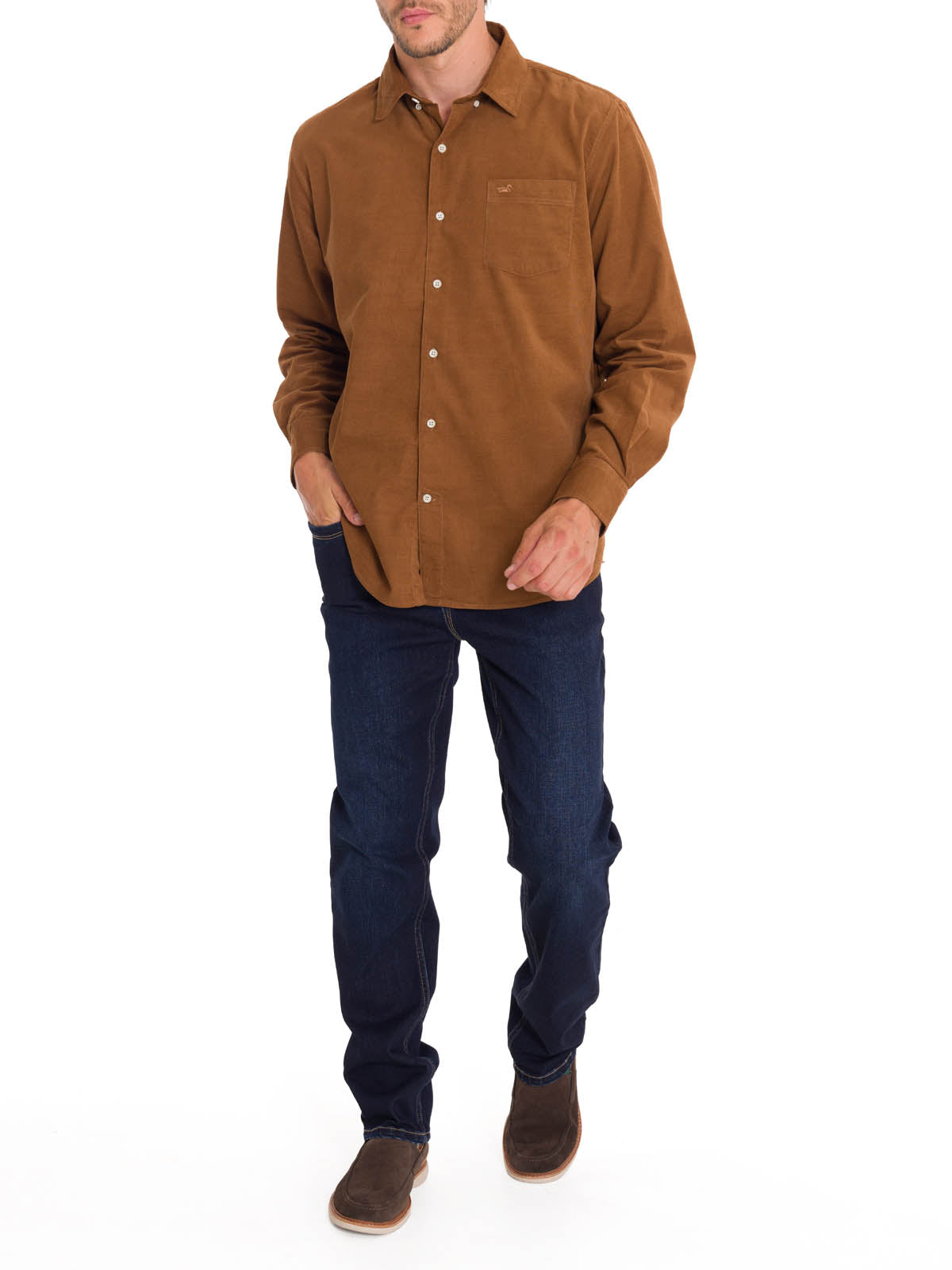 Camisa Algodón Orgánico Hombre Corduroy Café Rockford