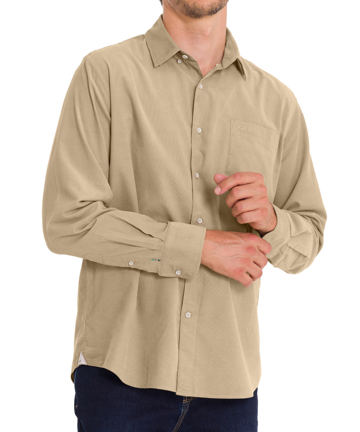 Camisa Algodón Orgánico Hombre Corduroy Beige Rockford