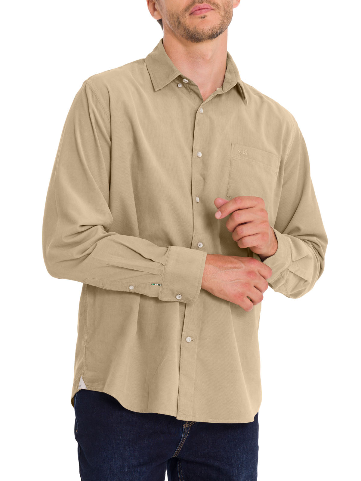 Camisa Algodón Orgánico Hombre Corduroy Beige Rockford