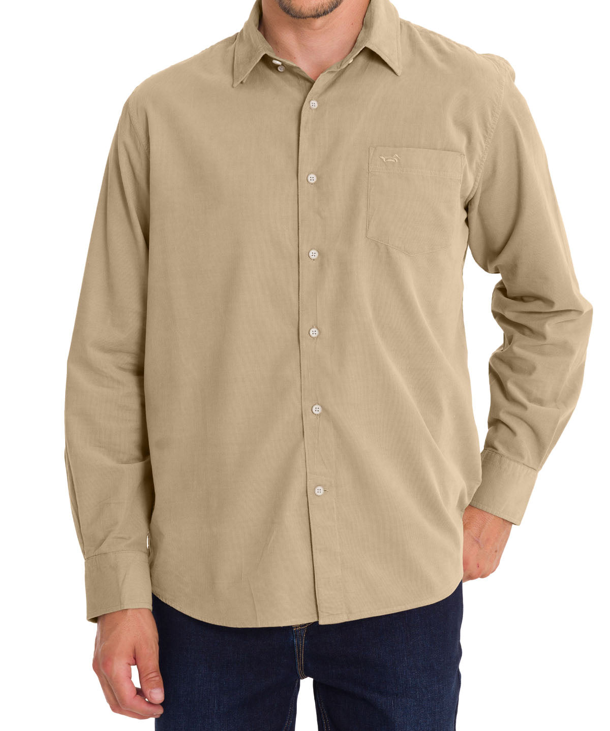 Camisa Algodón Orgánico Hombre Corduroy Beige Rockford