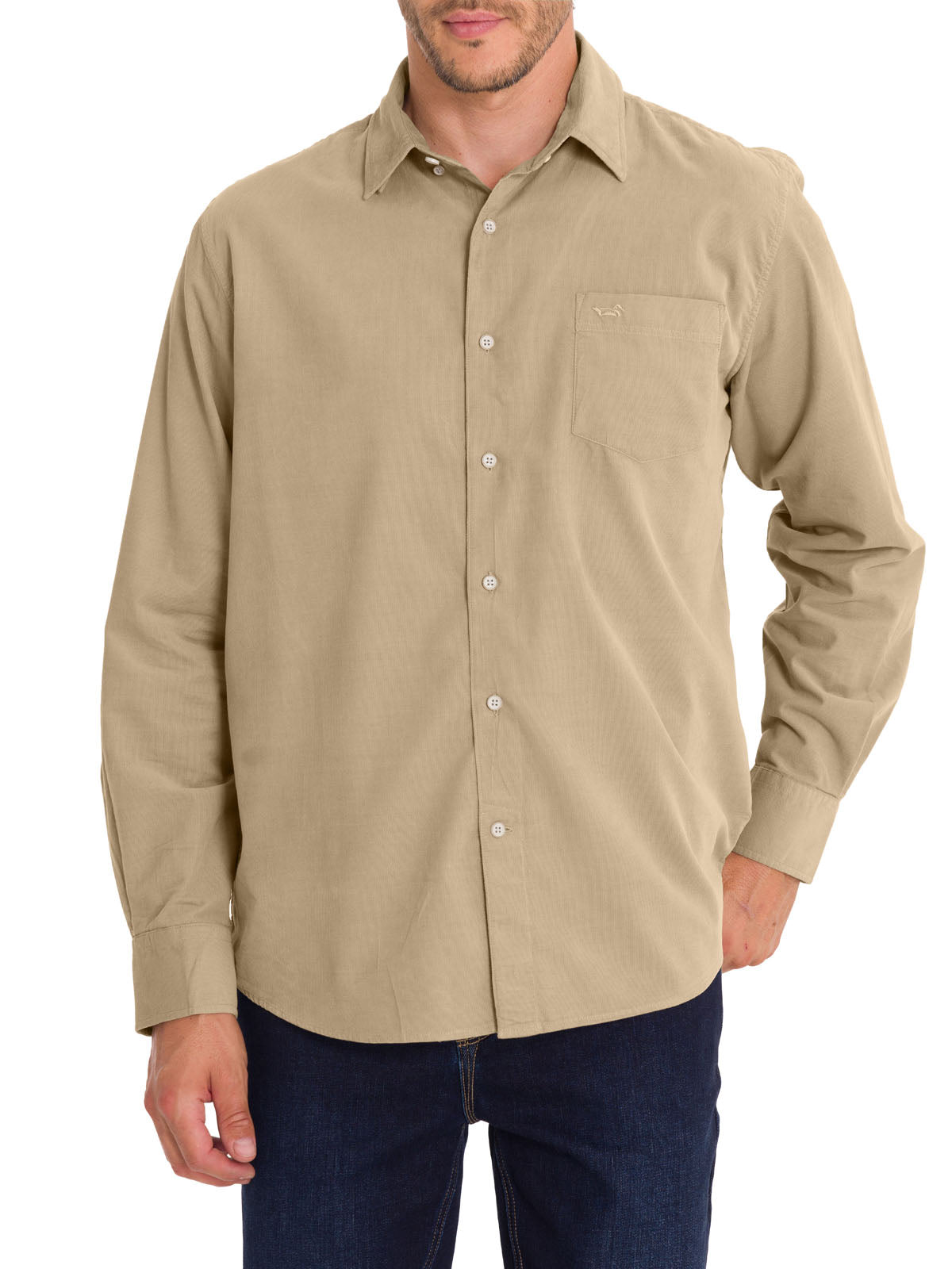 Camisa Algodón Orgánico Hombre Corduroy Beige Rockford