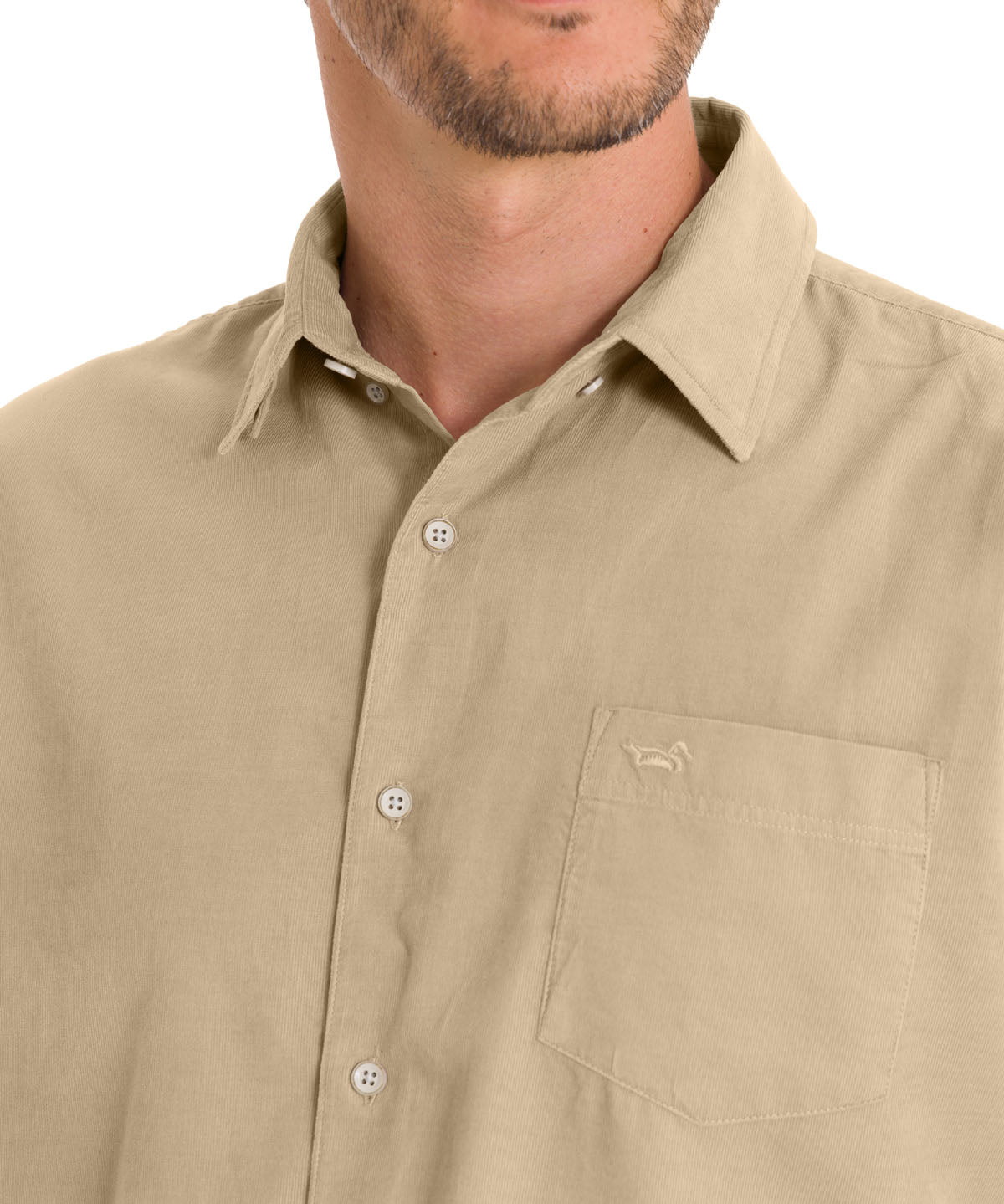 Camisa Algodón Orgánico Hombre Corduroy Beige Rockford