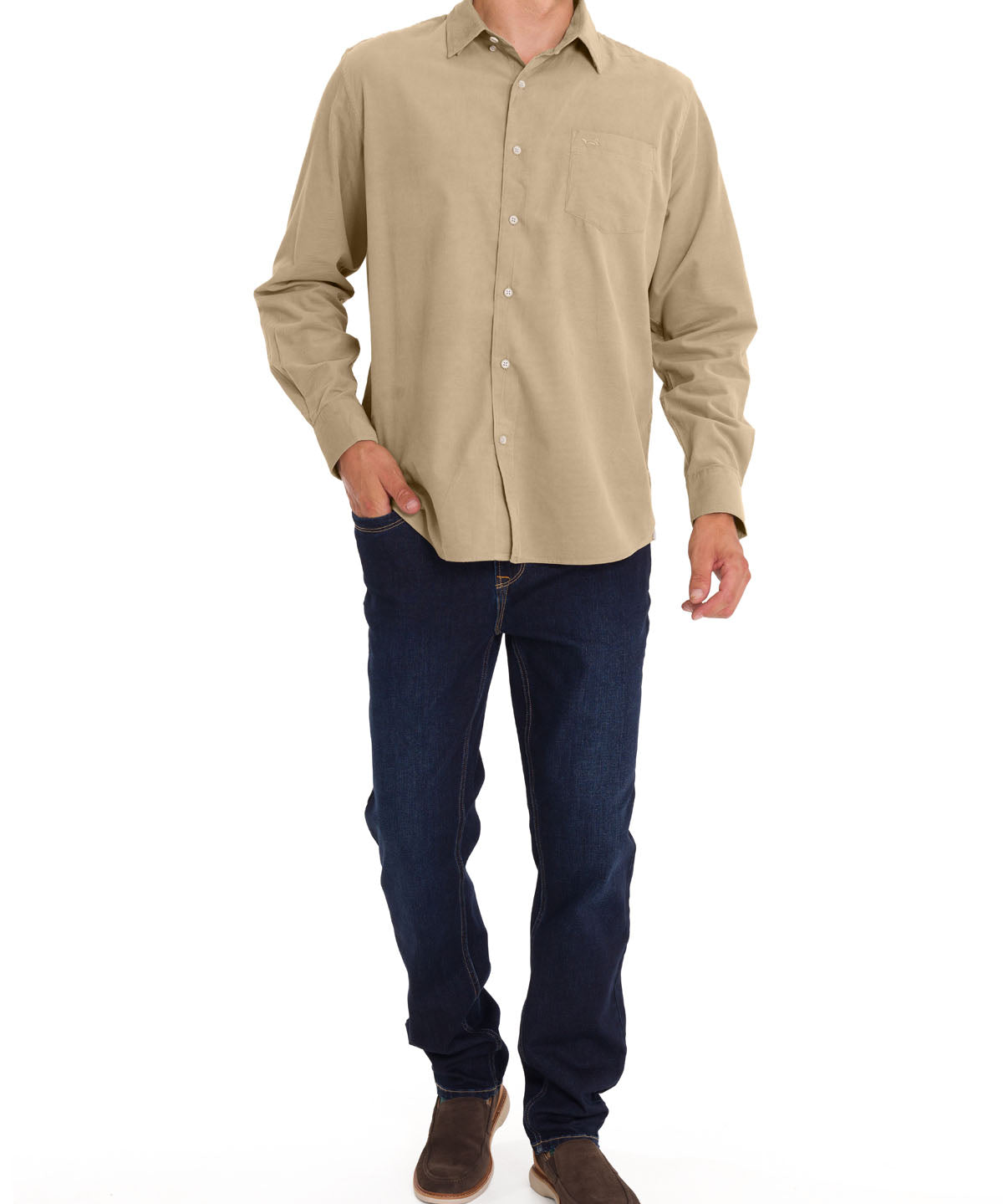 Camisa Algodón Orgánico Hombre Corduroy Beige Rockford