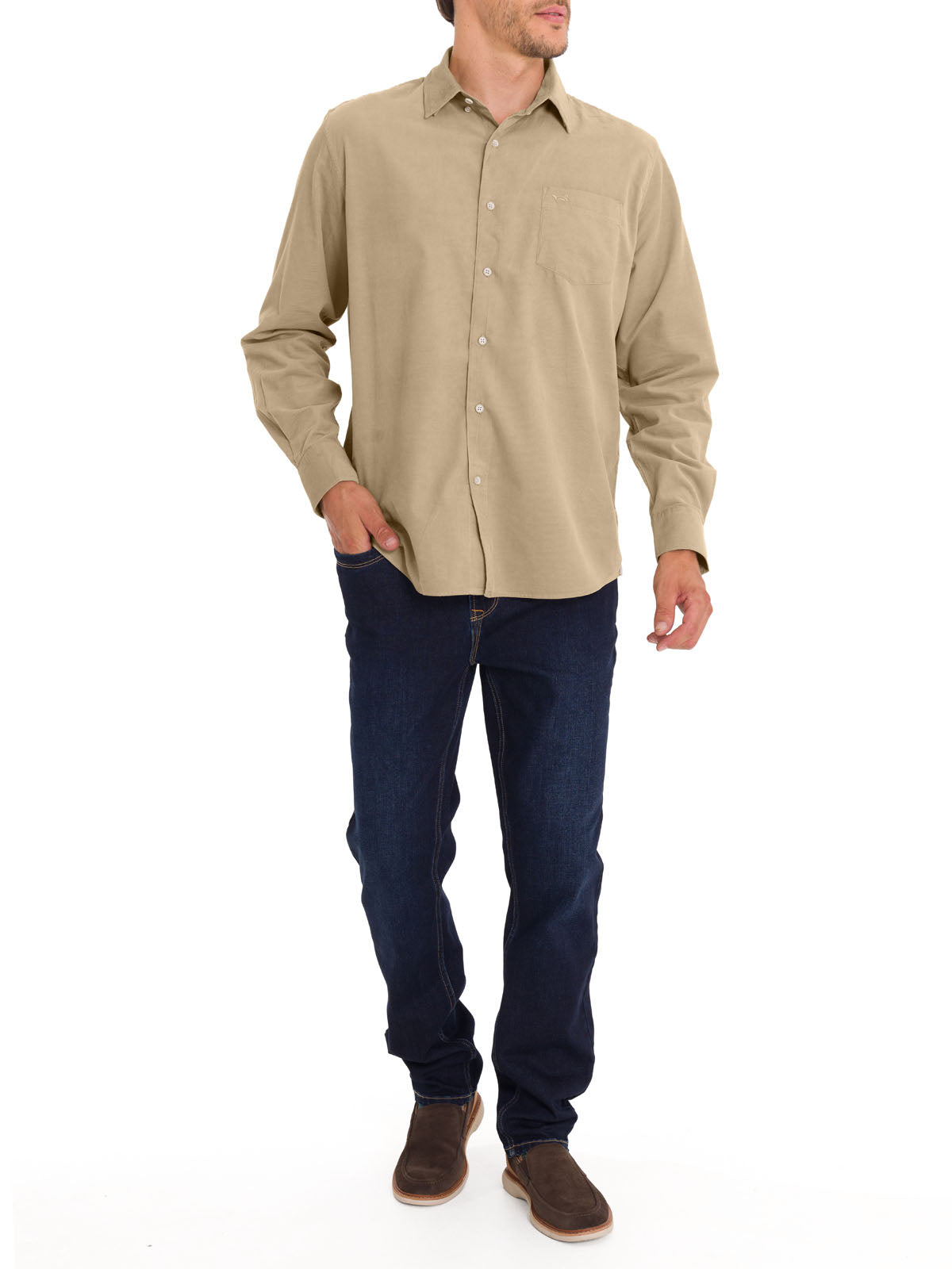 Camisa Algodón Orgánico Hombre Corduroy Beige Rockford
