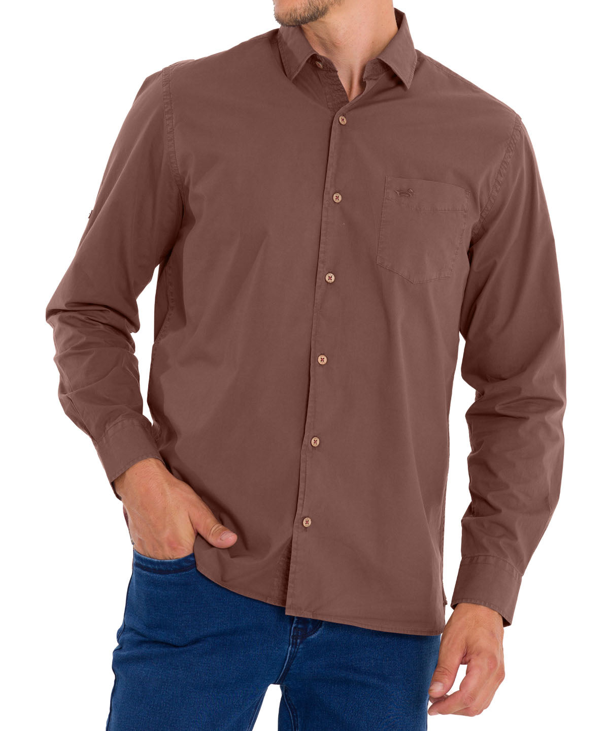 Camisa Algodón Orgánico Hombre Leeds Burdeo Rockford