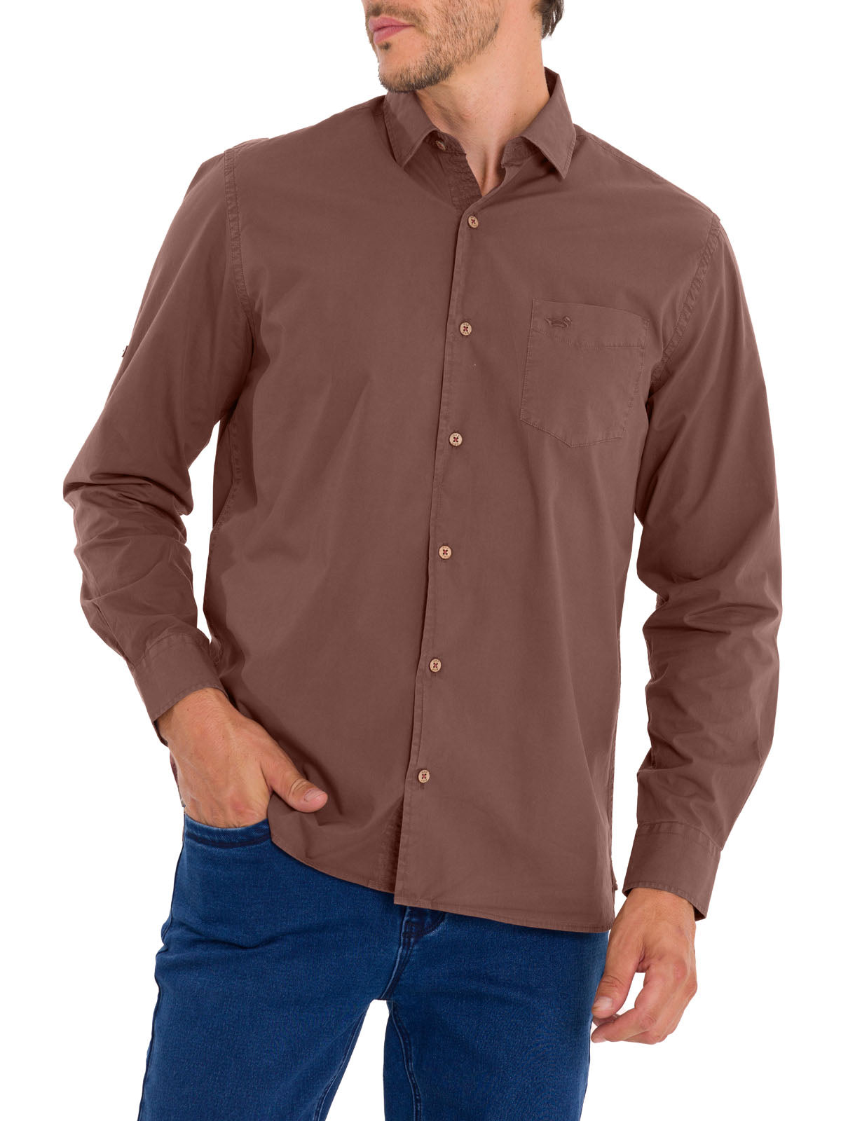 Camisa Algodón Orgánico Hombre Leeds Burdeo Rockford