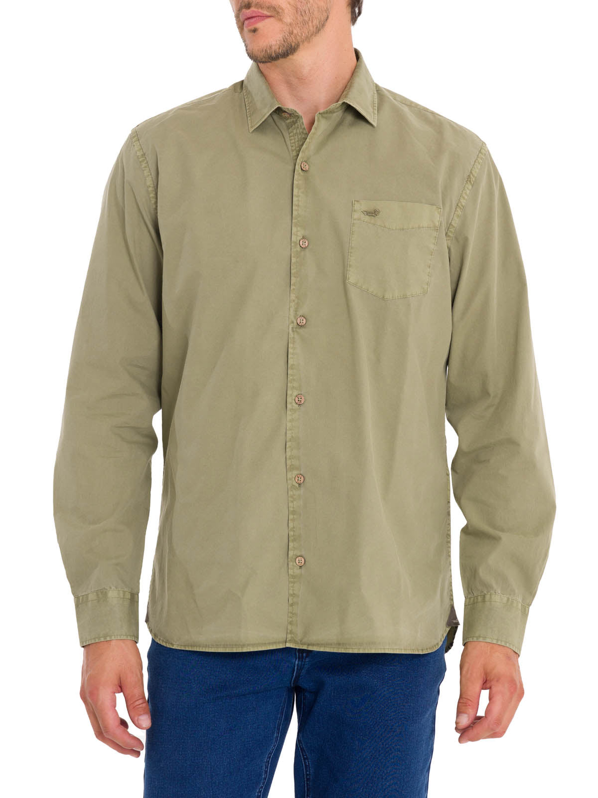 Camisa Algodón Orgánico Hombre Leeds Verde Rockford