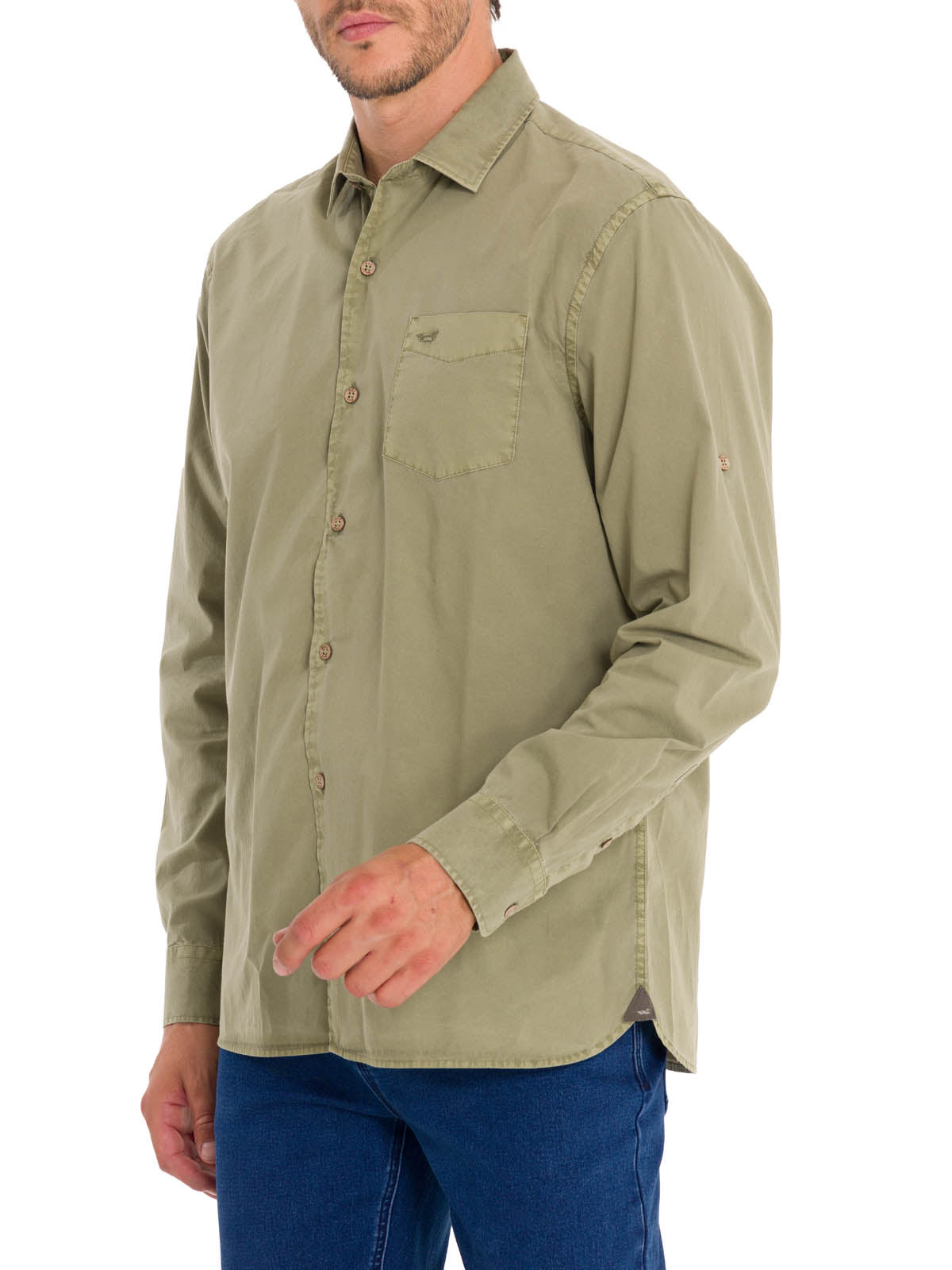 Camisa Algodón Orgánico Hombre Leeds Verde Rockford