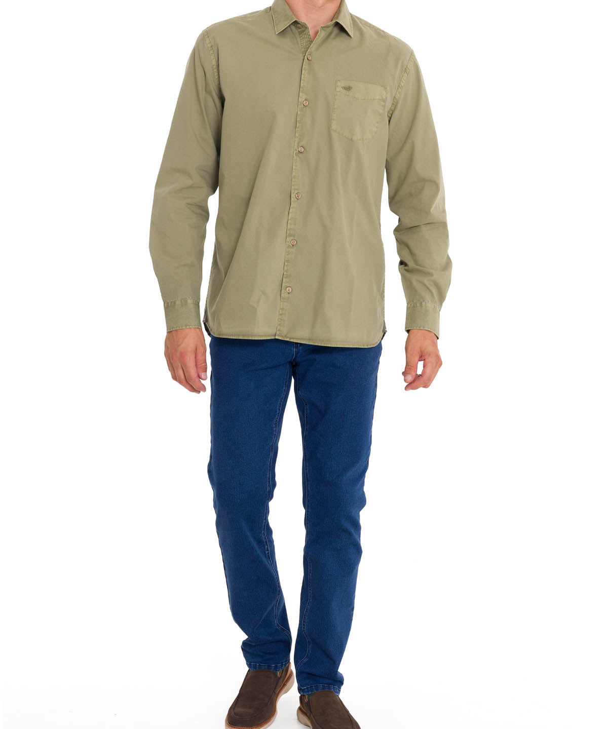 Camisa Algodón Orgánico Hombre Leeds Verde Rockford