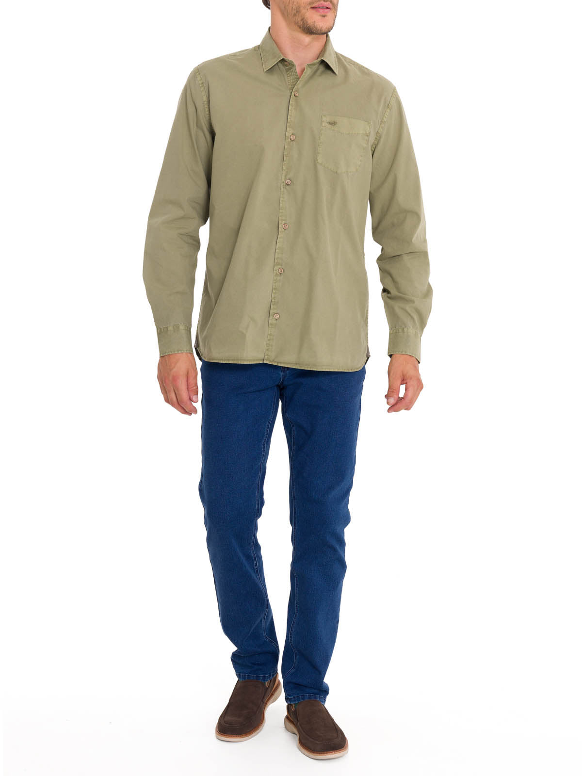 Camisa Algodón Orgánico Hombre Leeds Verde Rockford