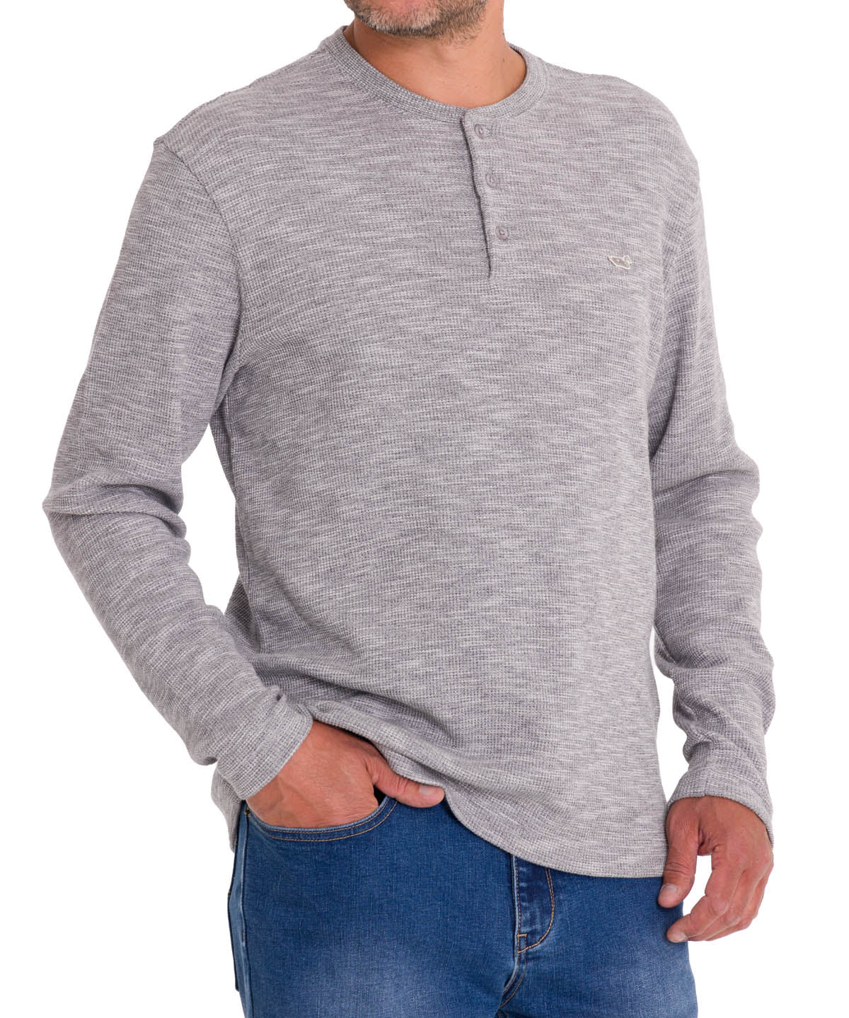 Polera Algodón Orgánico Hombre Wafle Gris Rockford