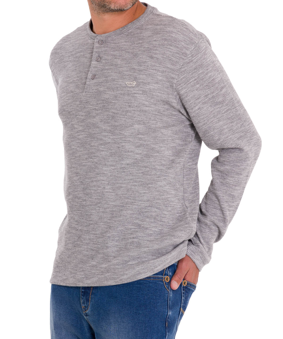 Polera Algodón Orgánico Hombre Wafle Gris Rockford