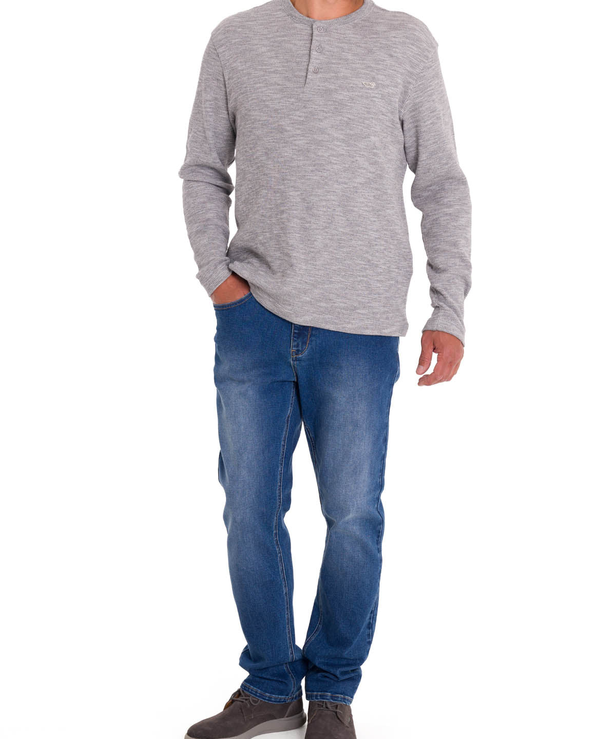Polera Algodón Orgánico Hombre Wafle Gris Rockford