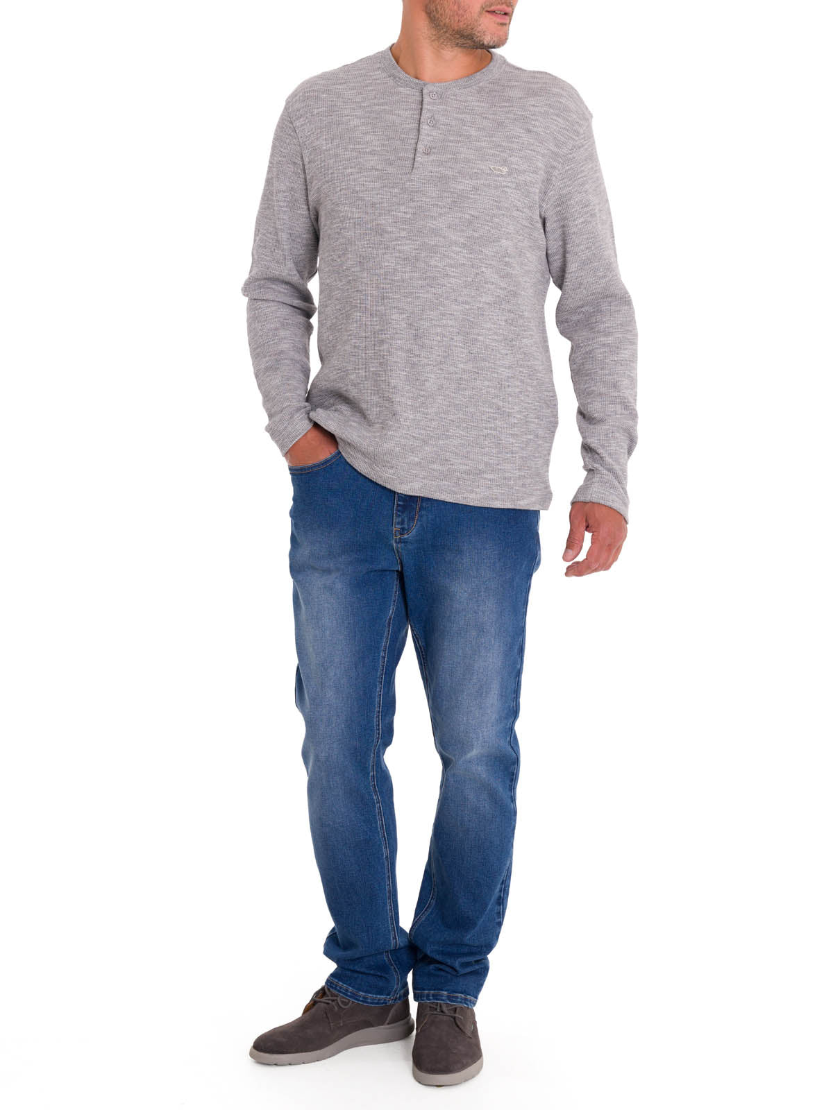 Polera Algodón Orgánico Hombre Wafle Gris Rockford