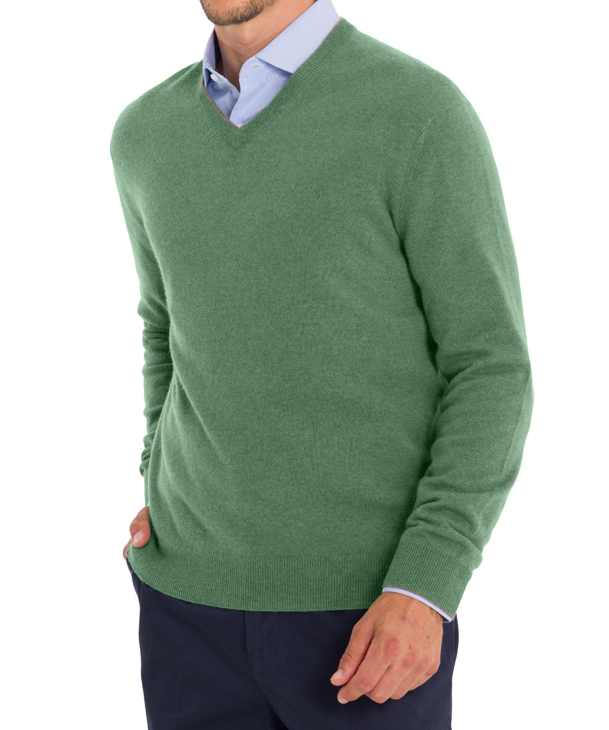 Sweater Cashmere Hombre Cash V Verde Rockford