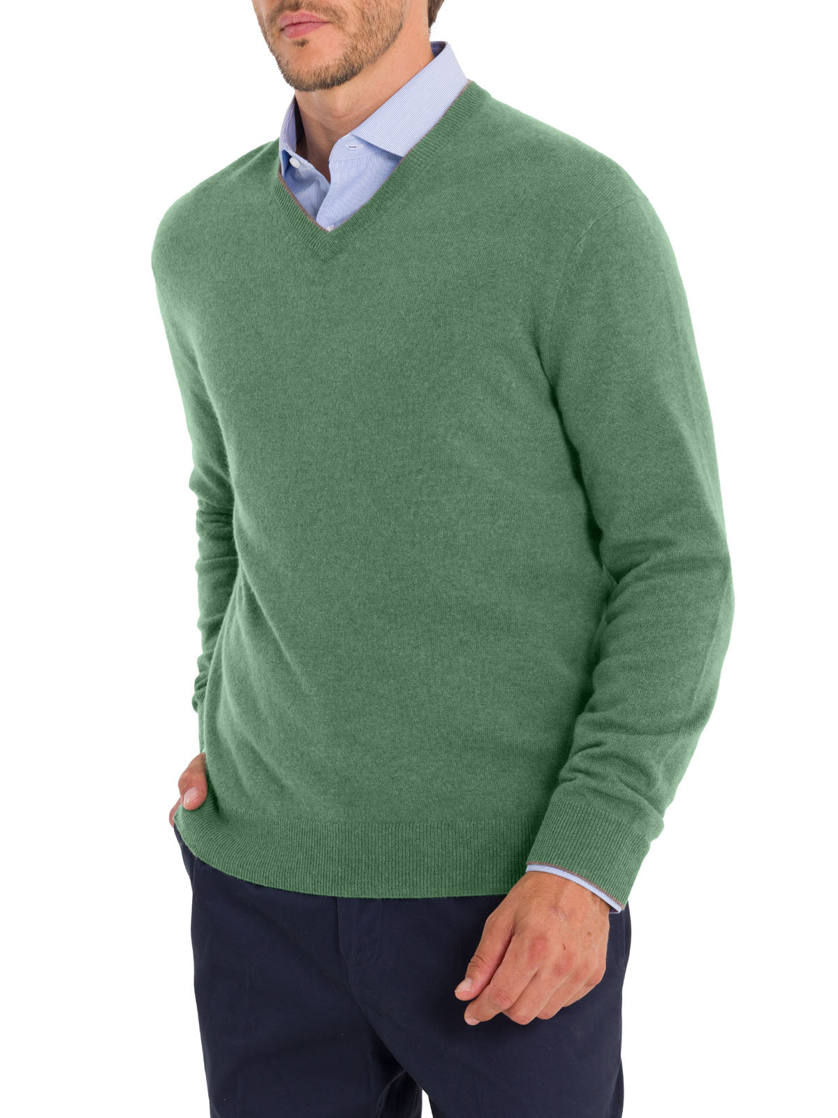Sweater Cashmere Hombre Cash V Verde Rockford