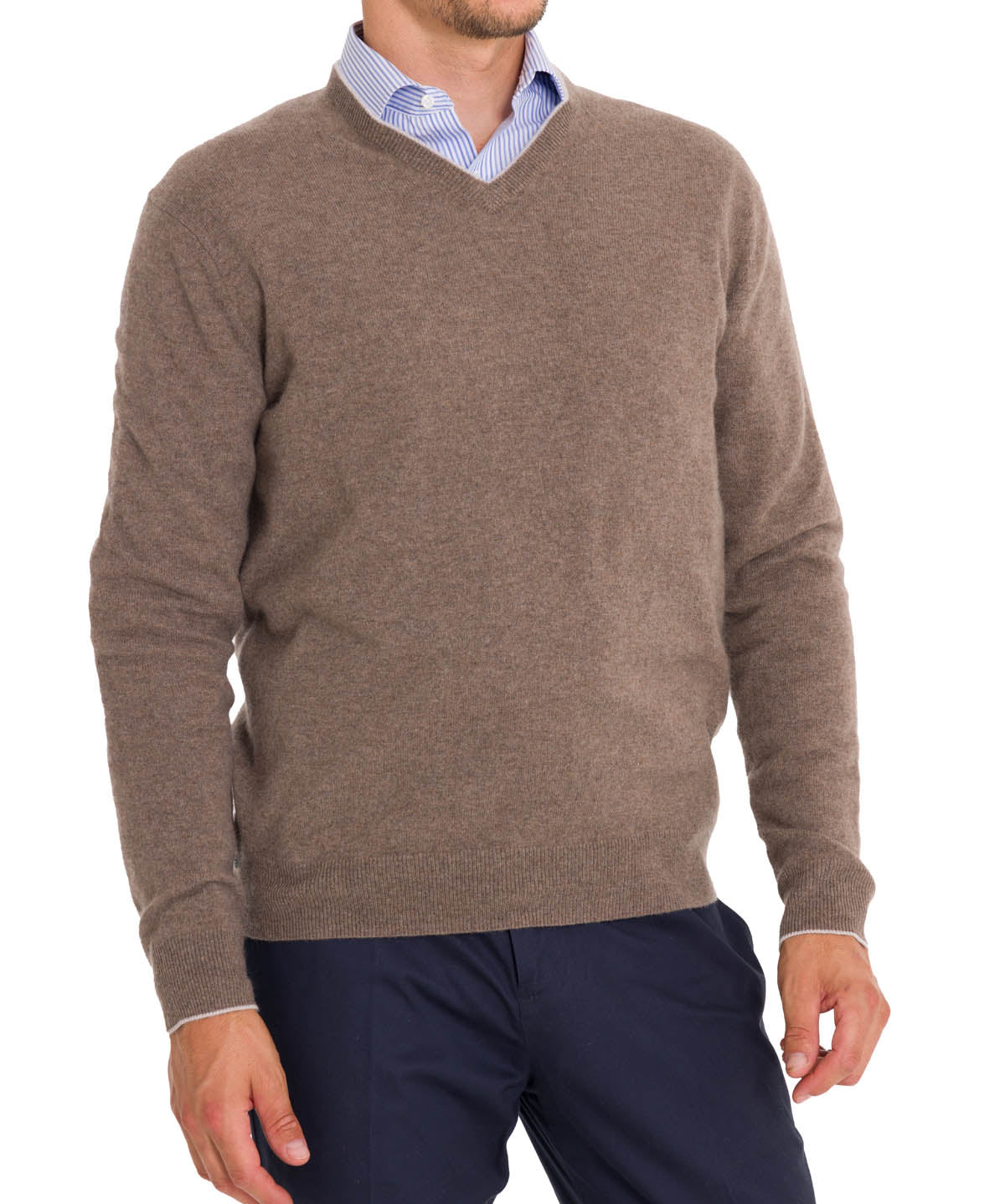 Sweater Cashmere Hombre Cash V Café Rockford