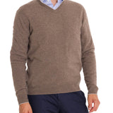 Sweater Cashmere Hombre Cash V Café Rockford