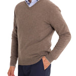 Sweater Cashmere Hombre Cash V Café Rockford