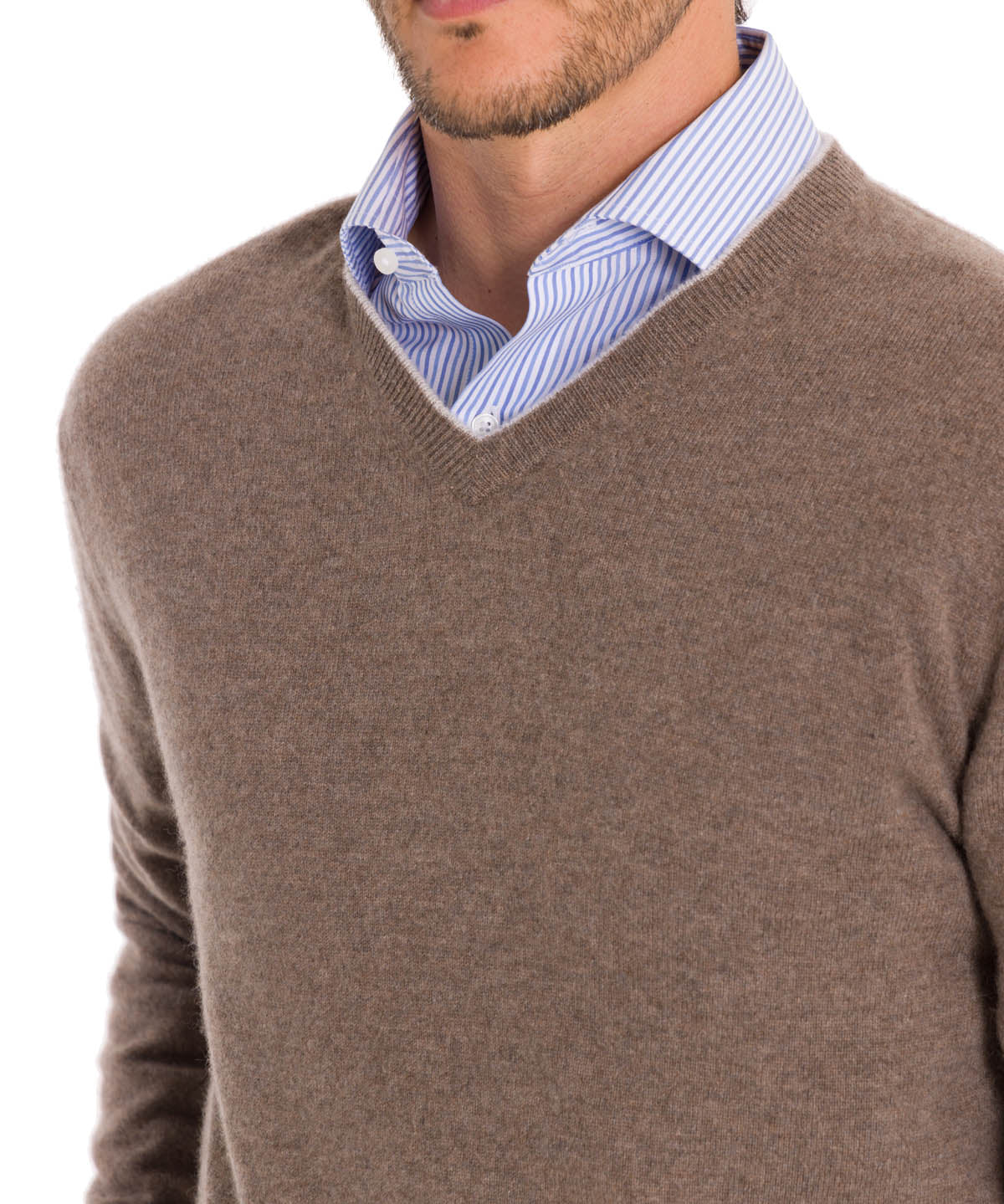 Sweater Cashmere Hombre Cash V Café Rockford