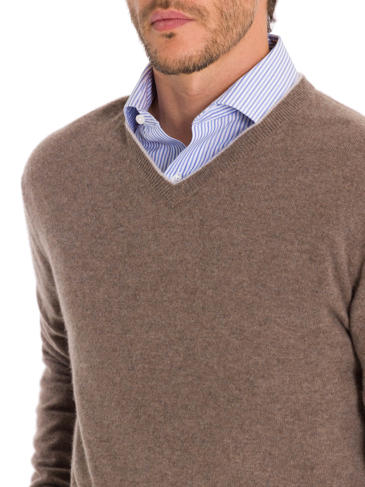 Sweater Cashmere Hombre Cash V Café Rockford
