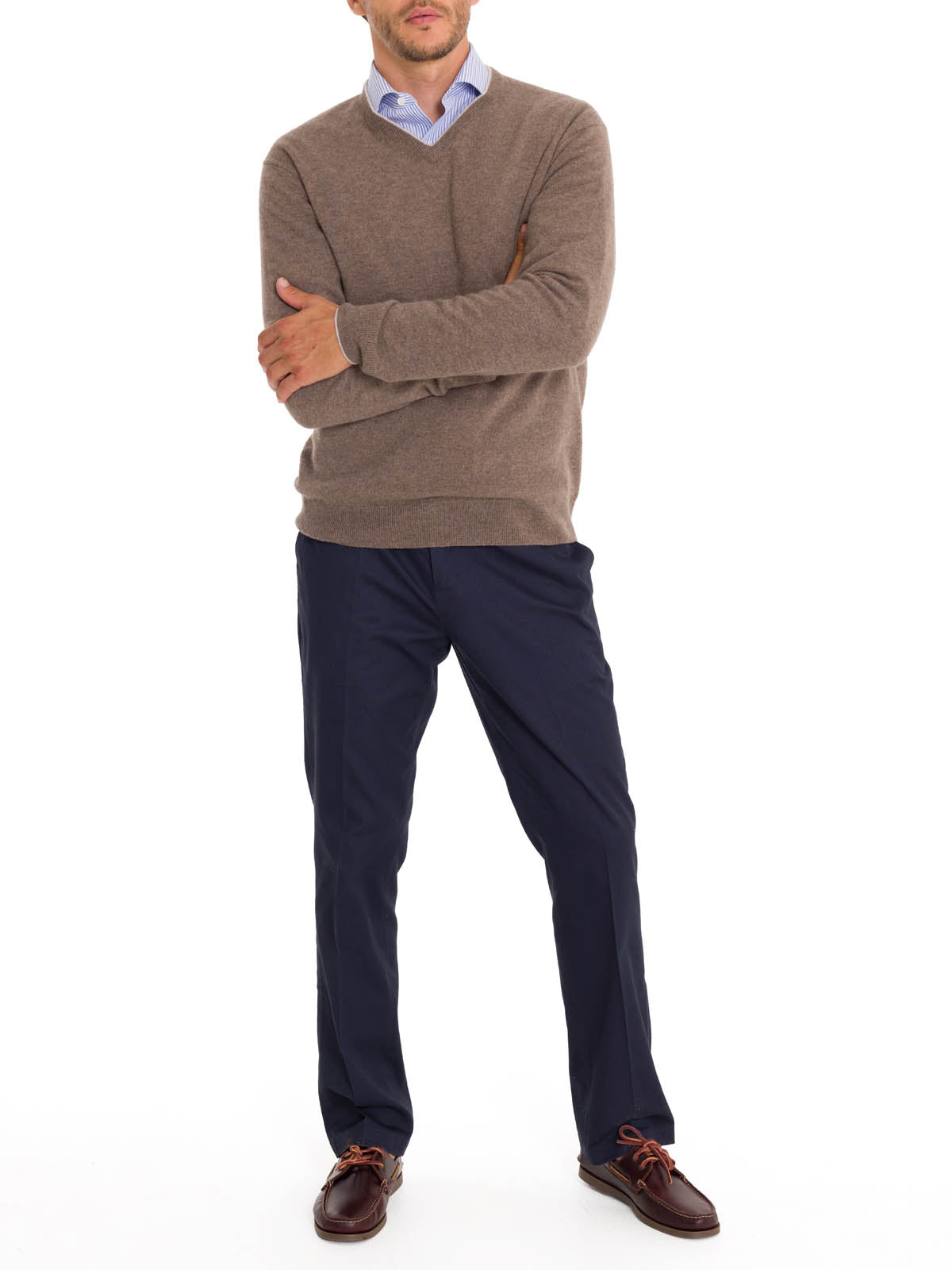 Sweater Cashmere Hombre Cash V Café Rockford