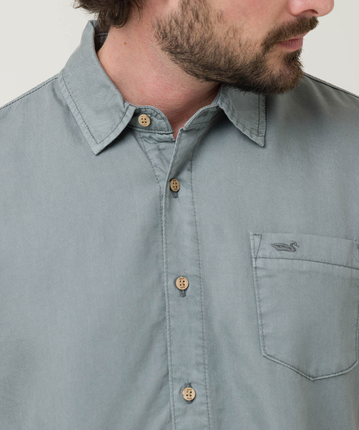Camisa Tencel Hombre Verde Rockford