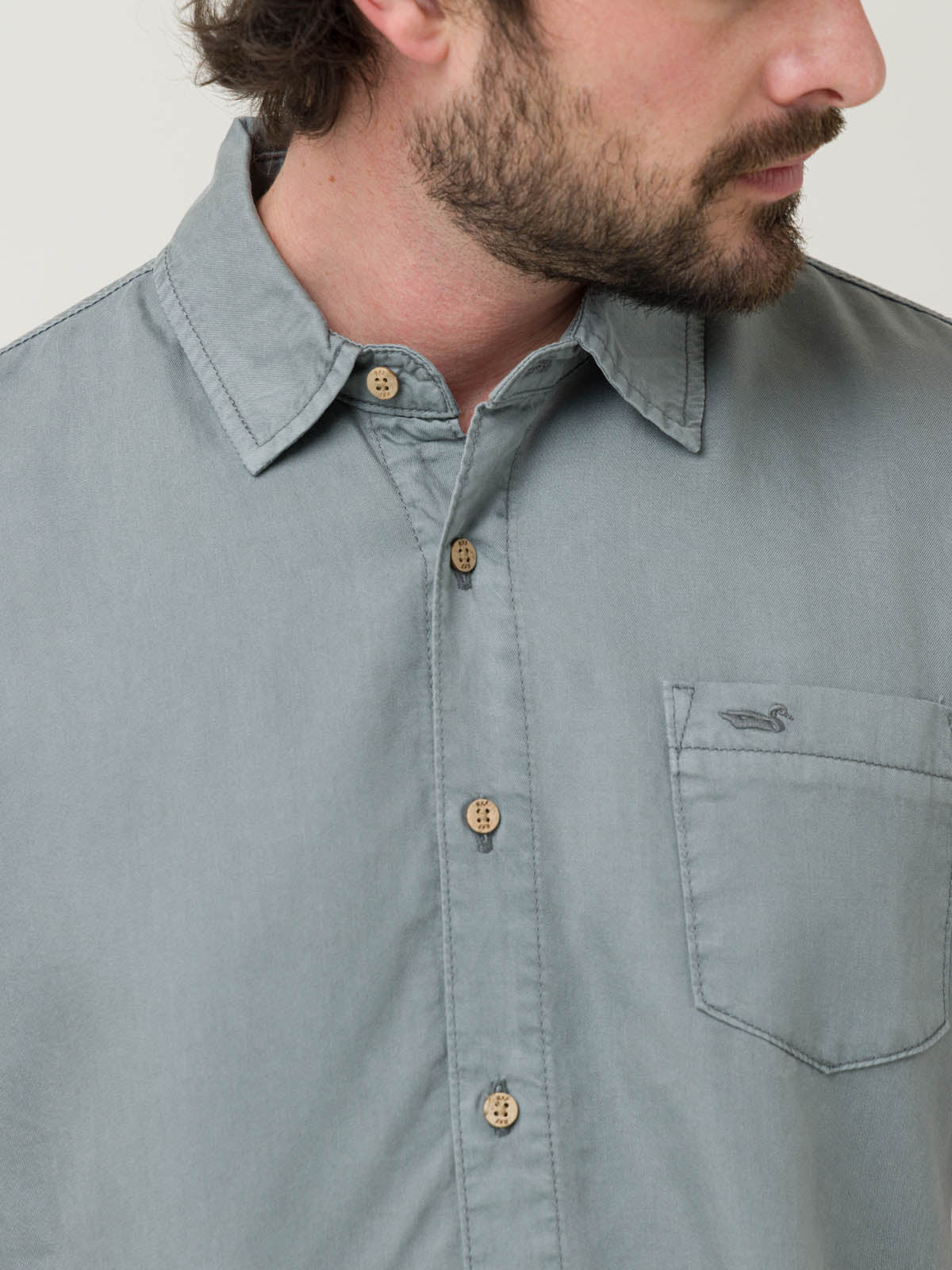 Camisa Tencel Hombre Verde Rockford