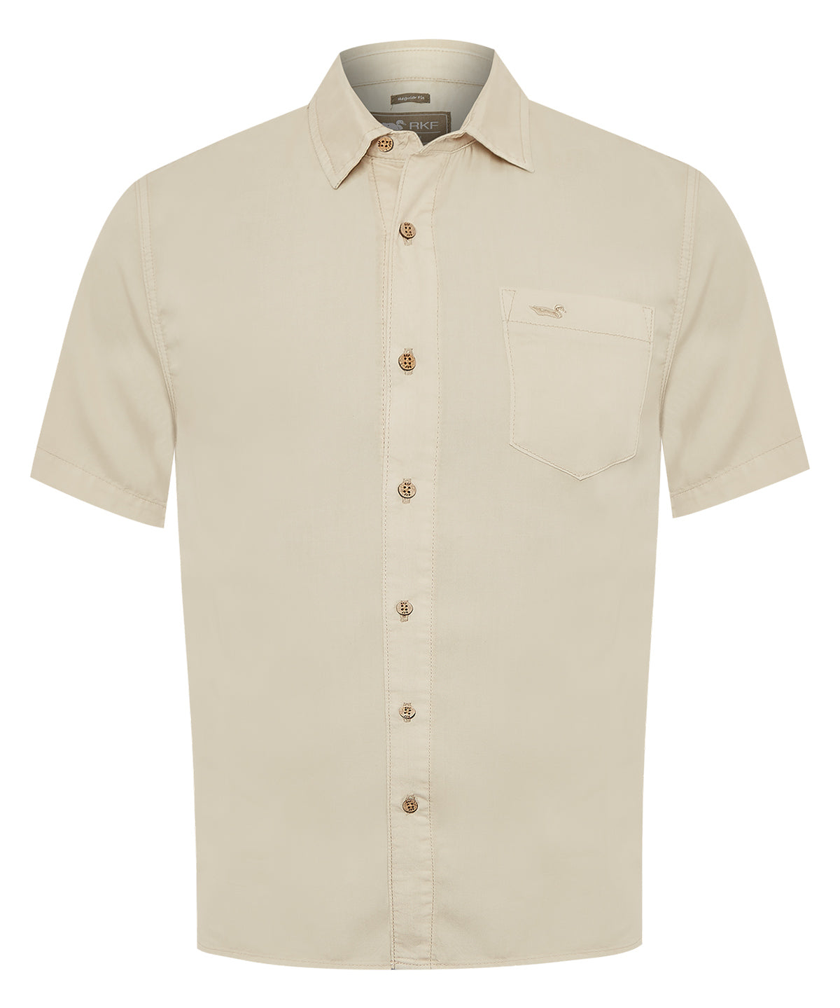 Camisa Tencel Hombre Beige Rockford